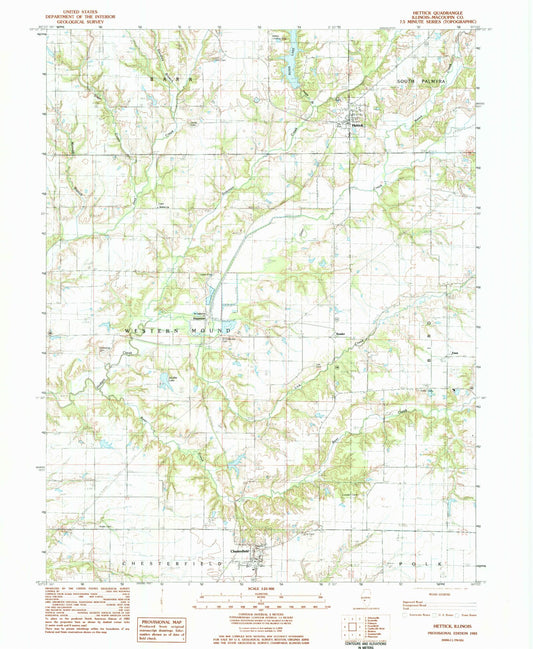 Classic USGS Hettick Illinois 7.5'x7.5' Topo Map Image