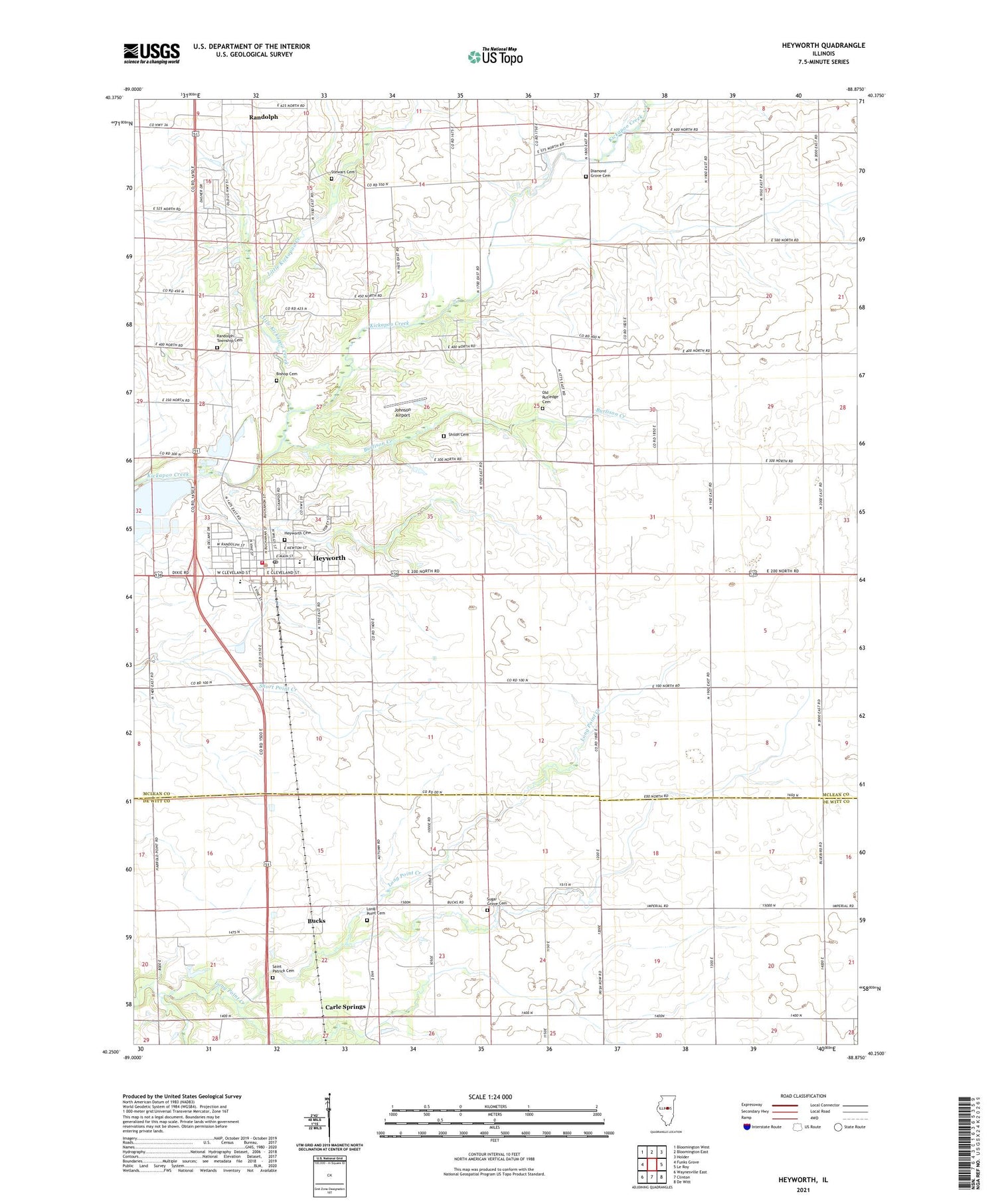 Heyworth Illinois US Topo Map Image