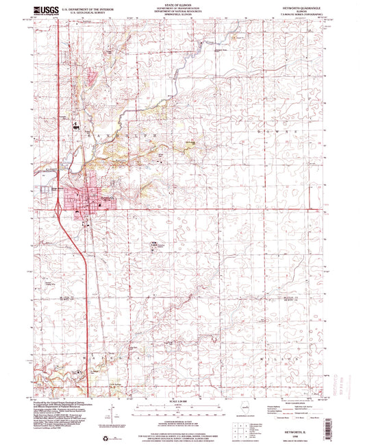 Classic USGS Heyworth Illinois 7.5'x7.5' Topo Map Image