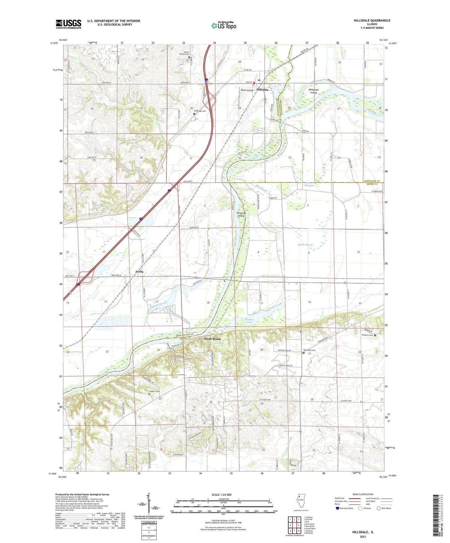 Hillsdale Illinois US Topo Map Image