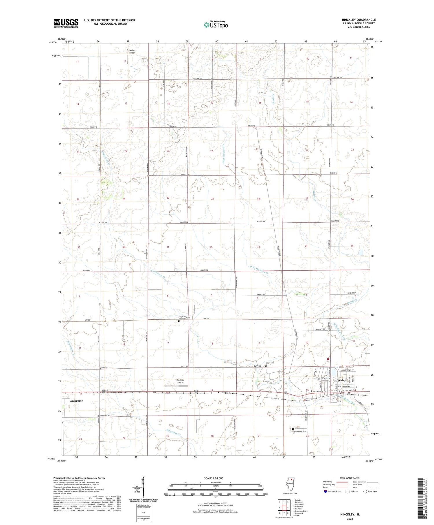 Hinckley Illinois US Topo Map Image