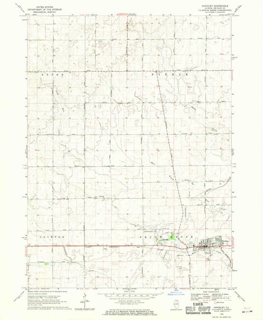Classic USGS Hinckley Illinois 7.5'x7.5' Topo Map Image
