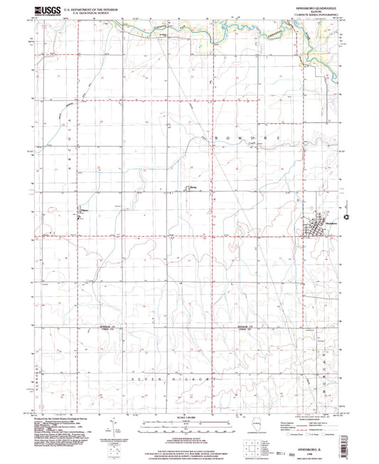 Classic USGS Hindsboro Illinois 7.5'x7.5' Topo Map Image