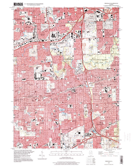 Classic USGS Hinsdale Illinois 7.5'x7.5' Topo Map Image