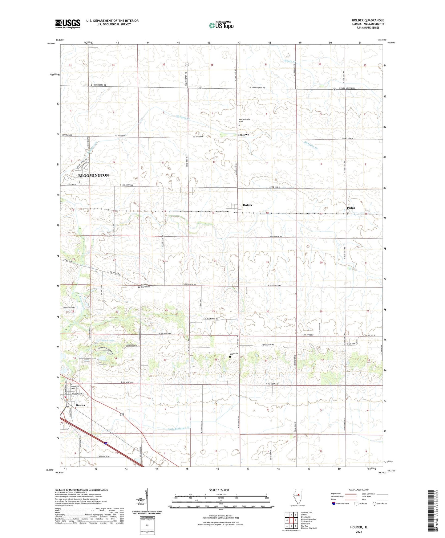 Holder Illinois US Topo Map Image