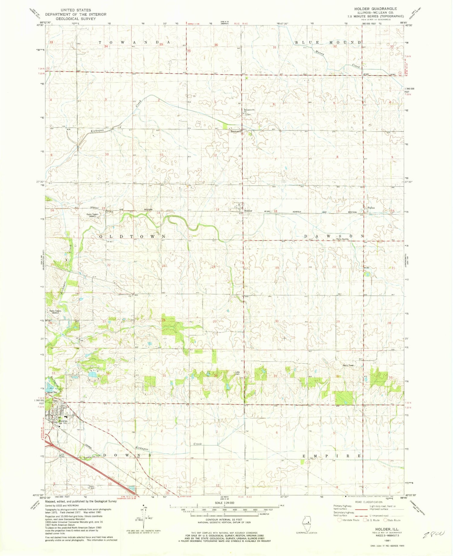 Classic USGS Holder Illinois 7.5'x7.5' Topo Map Image