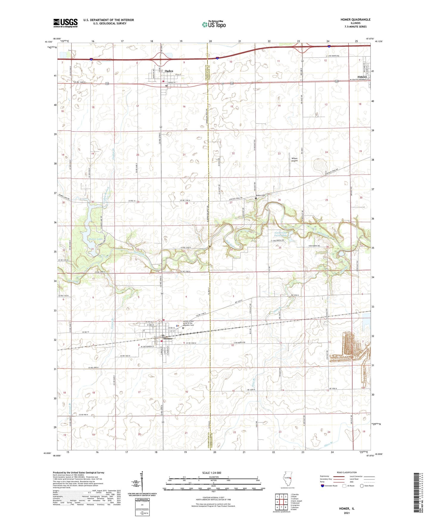Homer Illinois US Topo Map Image