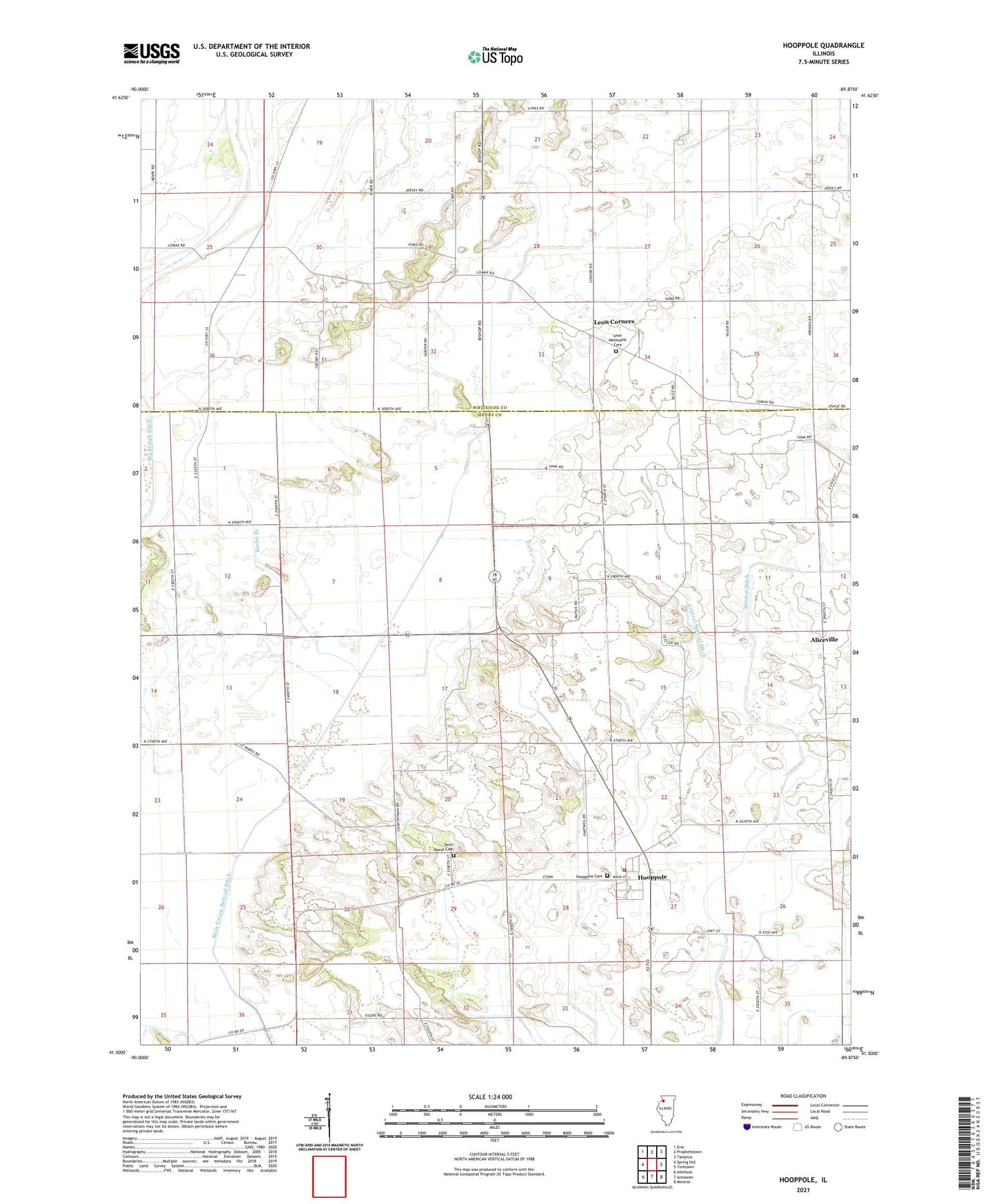 Hooppole Illinois US Topo Map Image