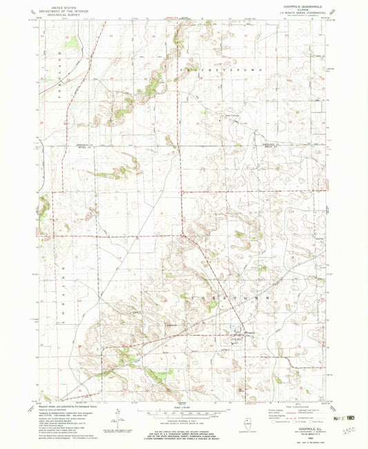 Classic USGS Hooppole Illinois 7.5'x7.5' Topo Map Image
