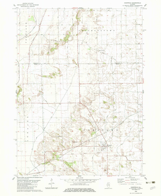 Classic USGS Hooppole Illinois 7.5'x7.5' Topo Map Image