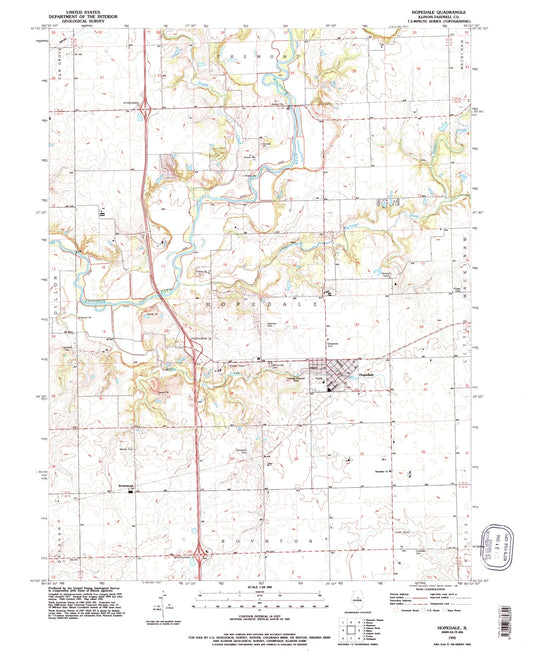 Classic USGS Hopedale Illinois 7.5'x7.5' Topo Map Image