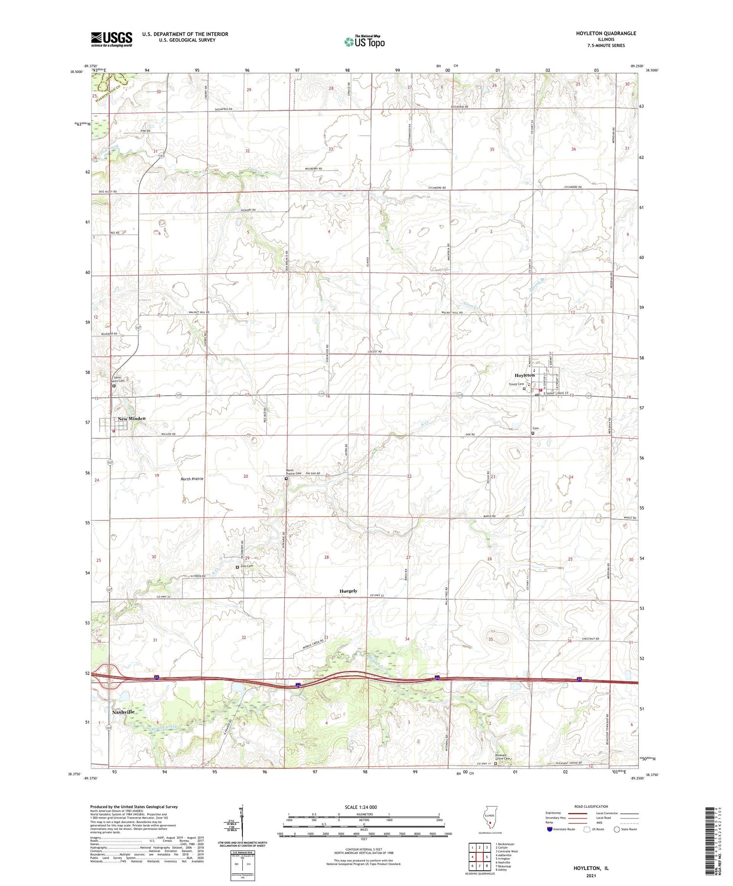 Hoyleton Illinois US Topo Map Image