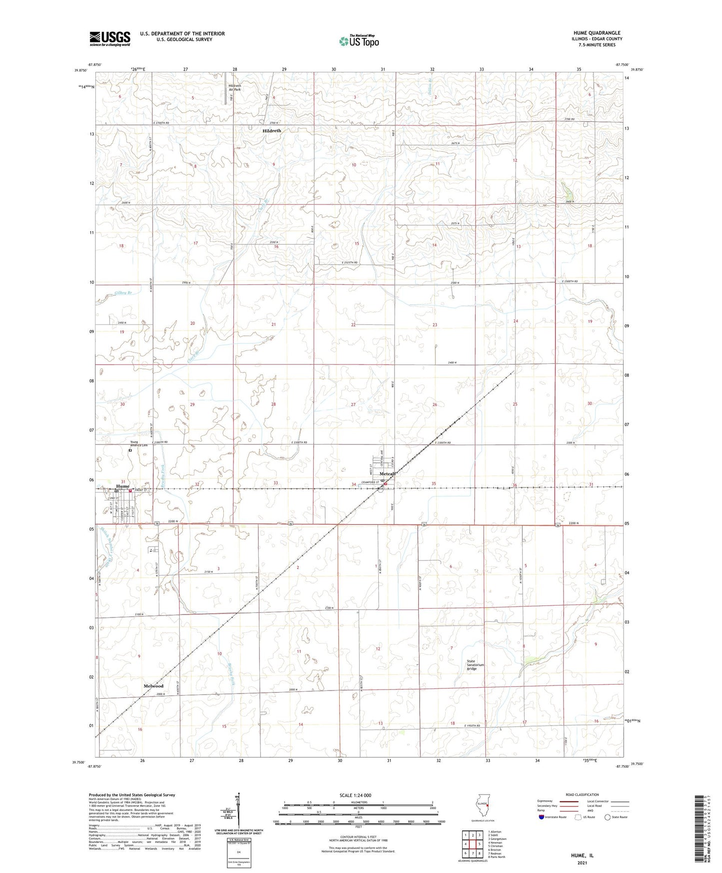 Hume Illinois US Topo Map Image