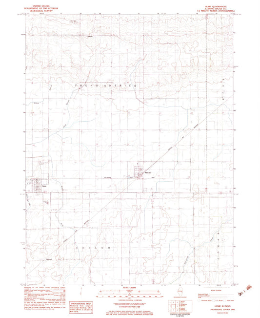 Classic USGS Hume Illinois 7.5'x7.5' Topo Map Image