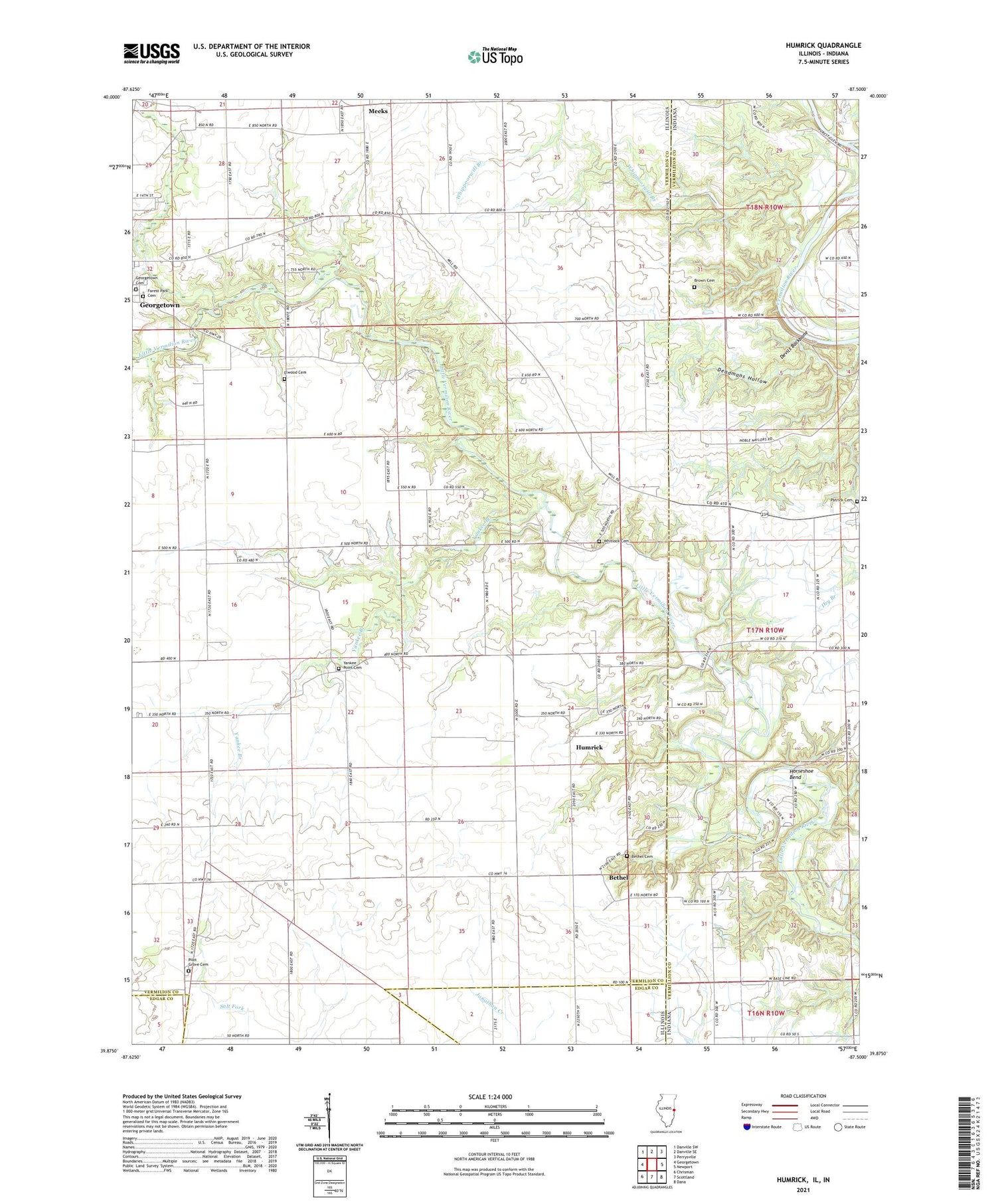 Humrick Illinois US Topo Map Image
