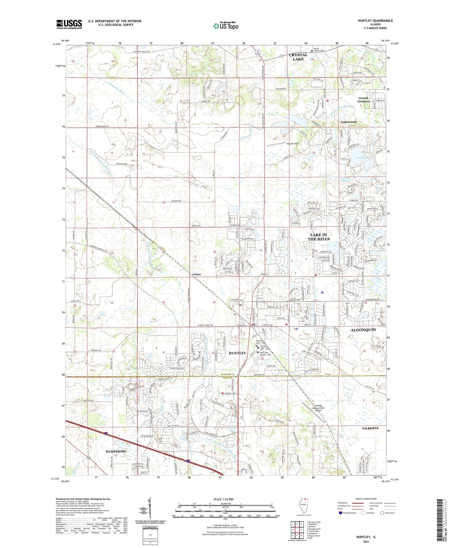 Huntley Illinois US Topo Map Image