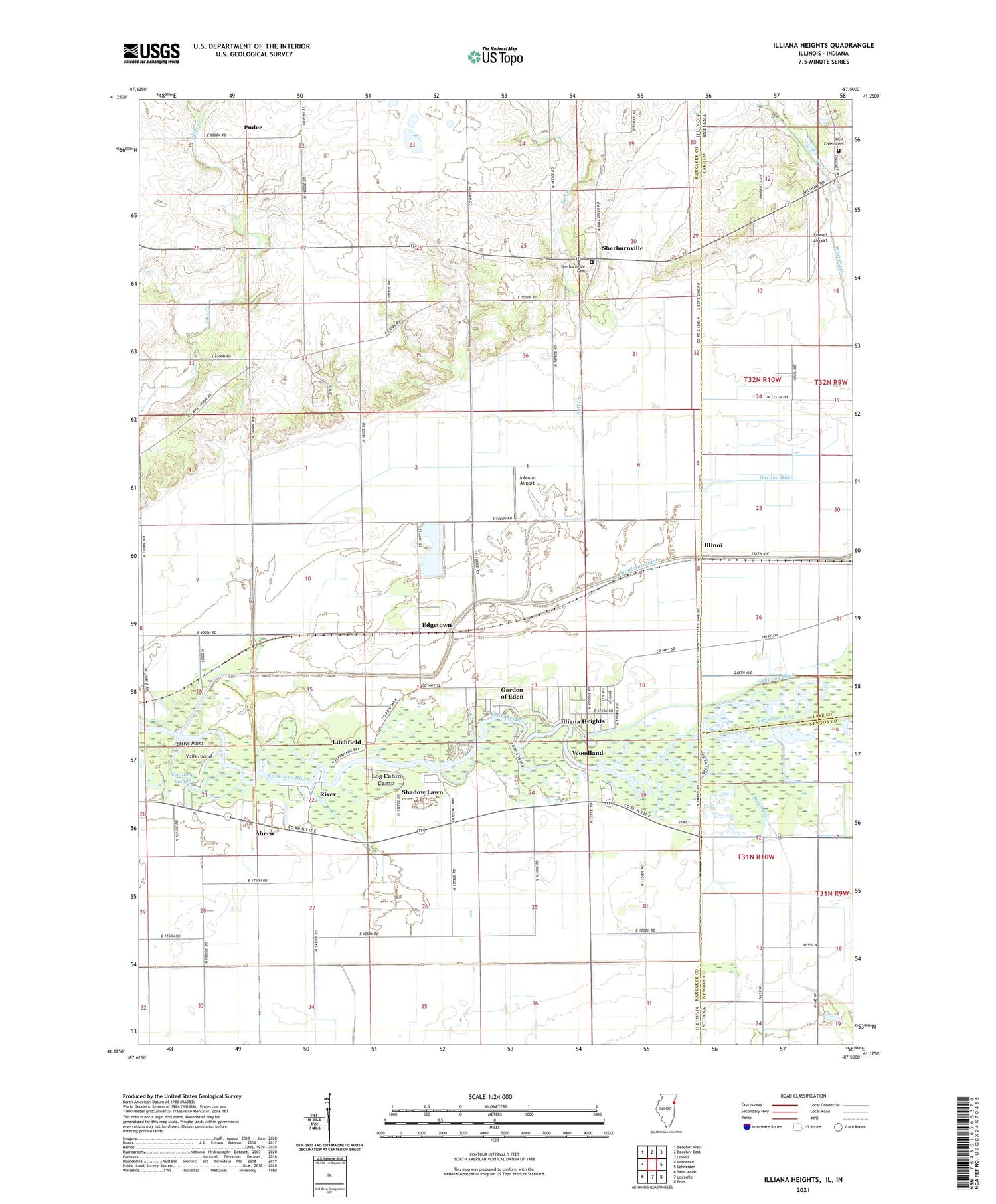 Illiana Heights Illinois US Topo Map Image