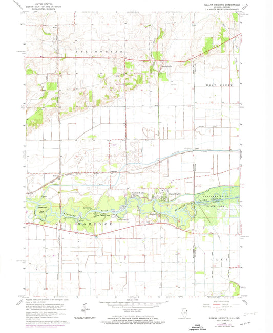 Classic USGS Illiana Heights Illinois 7.5'x7.5' Topo Map Image