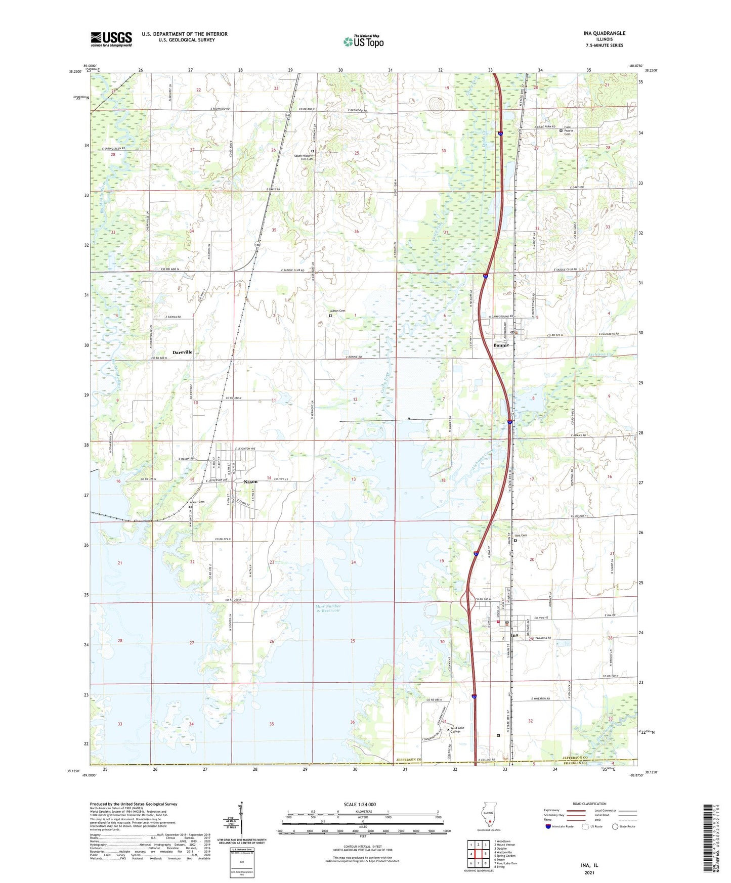 Ina Illinois US Topo Map Image