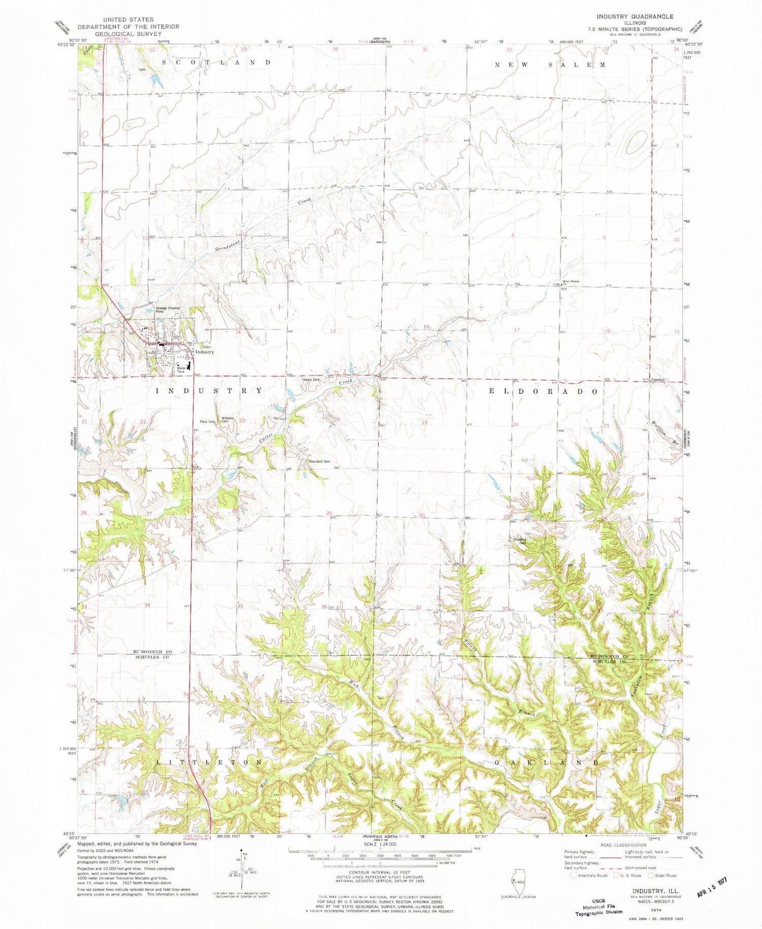 Classic USGS Industry Illinois 7.5'x7.5' Topo Map Image