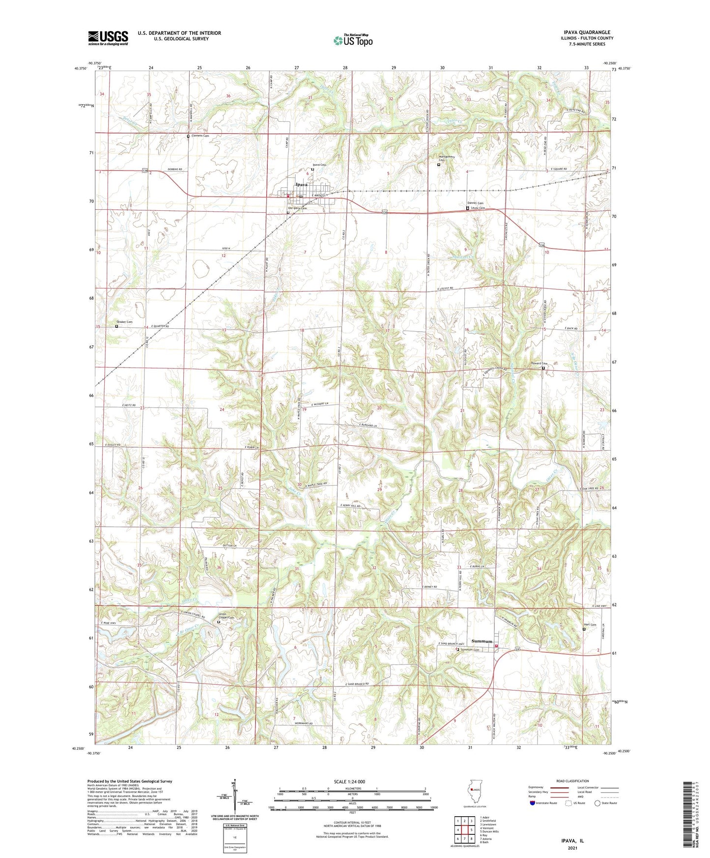 Ipava Illinois US Topo Map Image