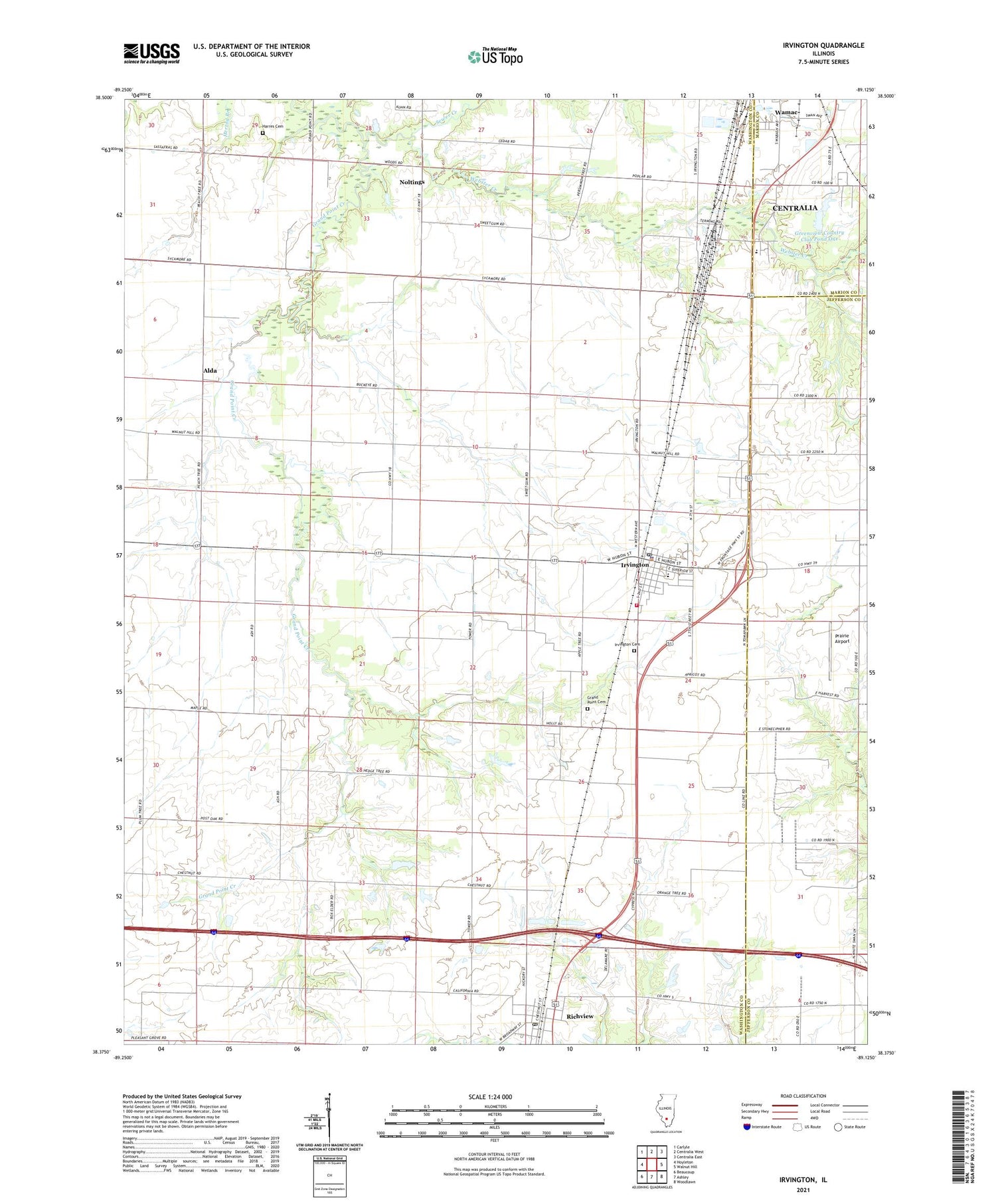 Irvington Illinois US Topo Map Image