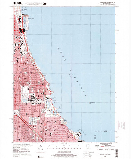 Classic USGS Jackson Park Illinois 7.5'x7.5' Topo Map Image