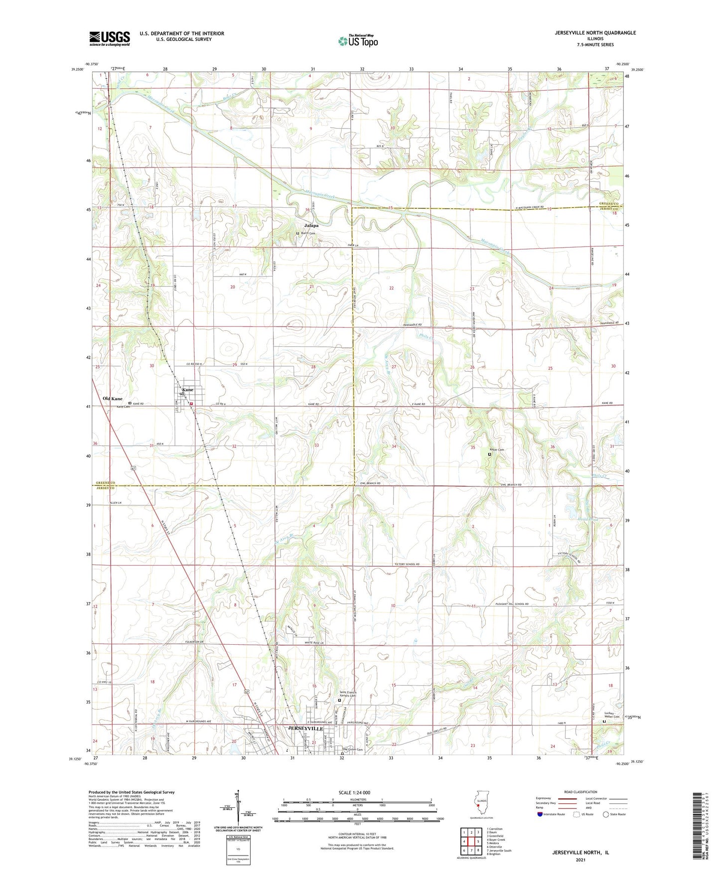 Jerseyville North Illinois US Topo Map Image