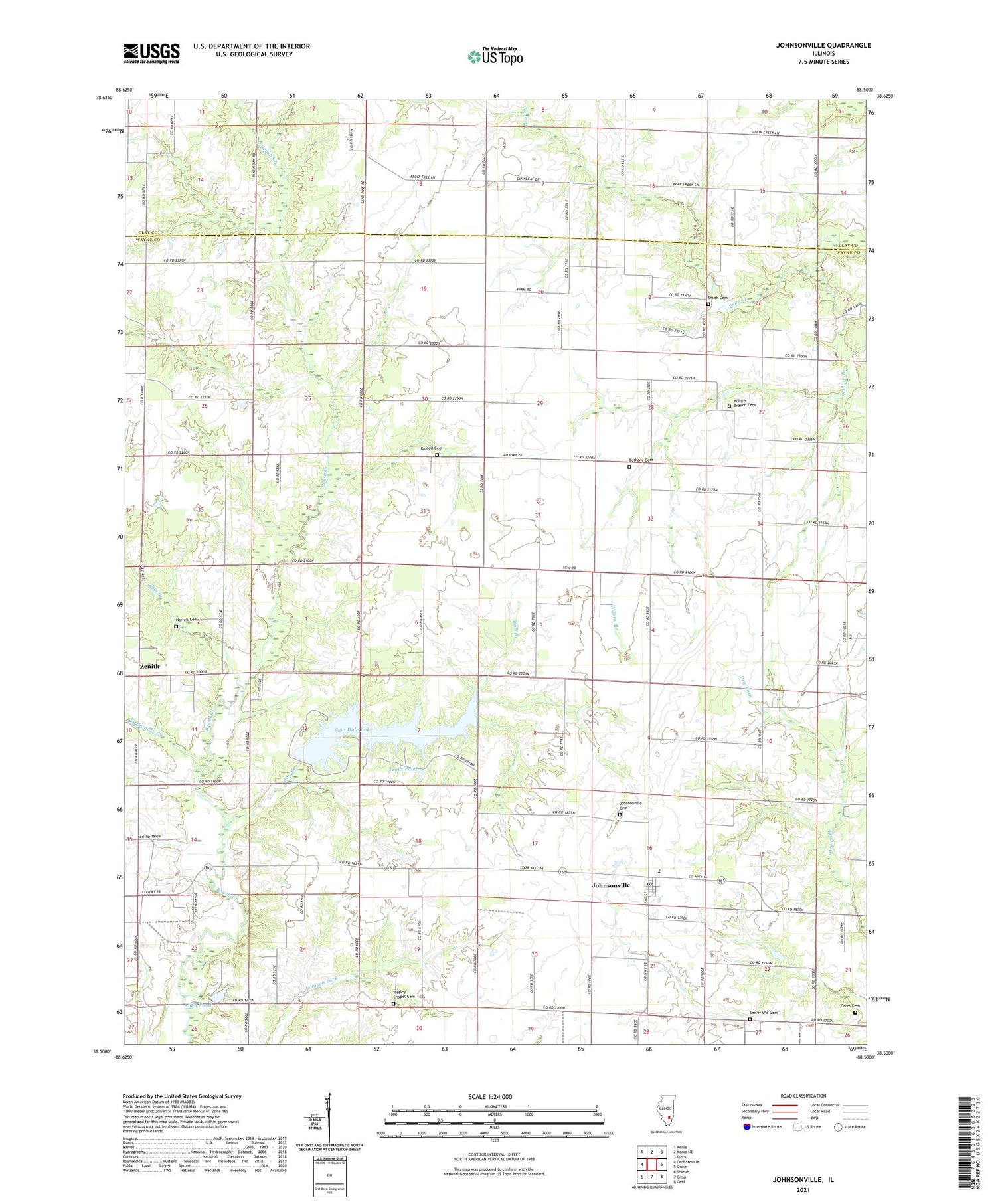 Johnsonville Illinois US Topo Map Image