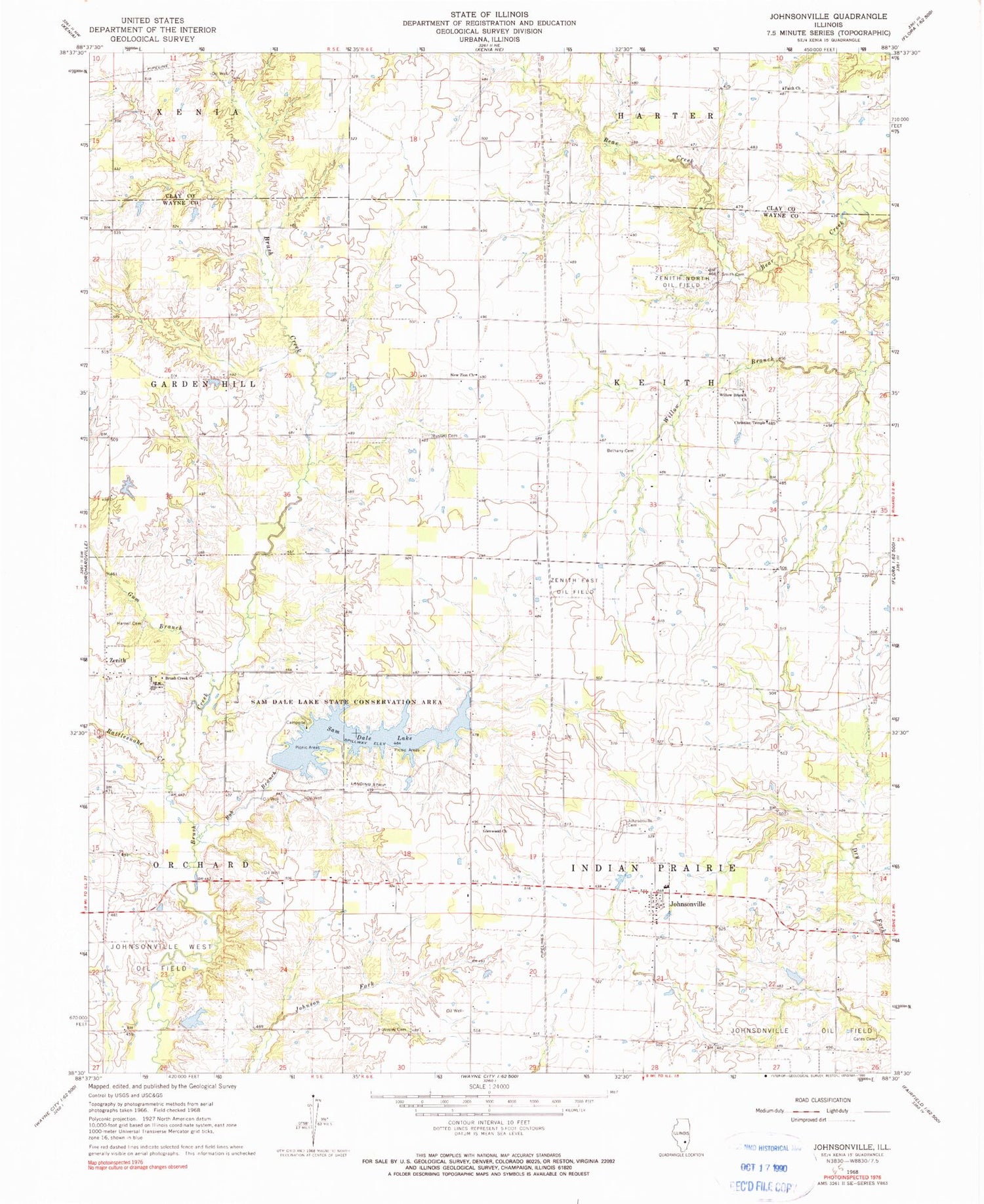 Classic USGS Johnsonville Illinois 7.5'x7.5' Topo Map Image