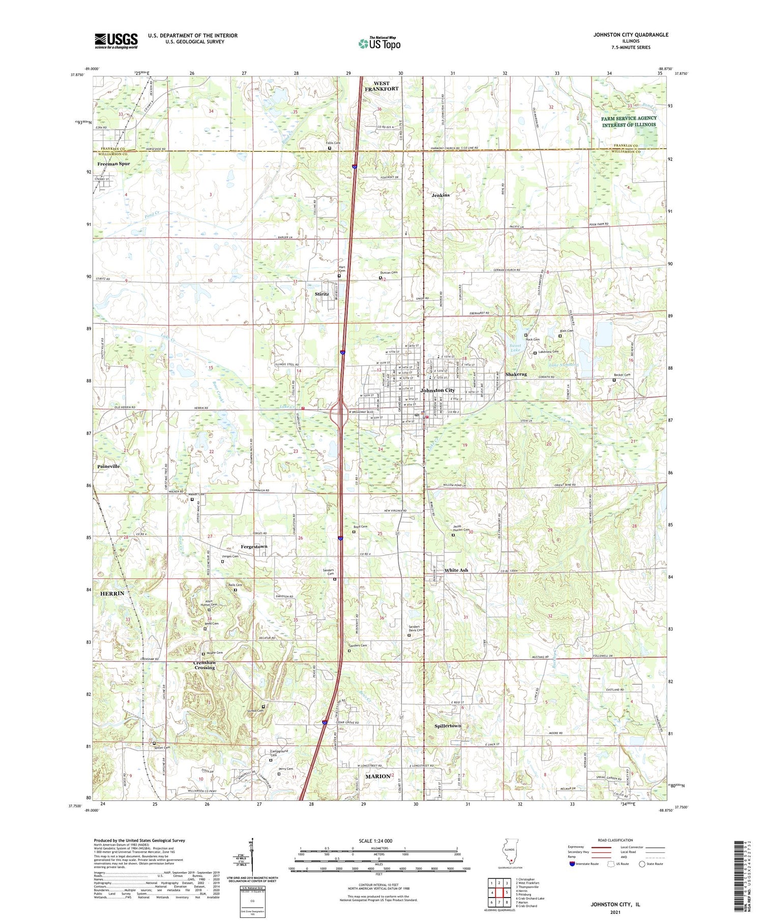Johnston City Illinois US Topo Map Image