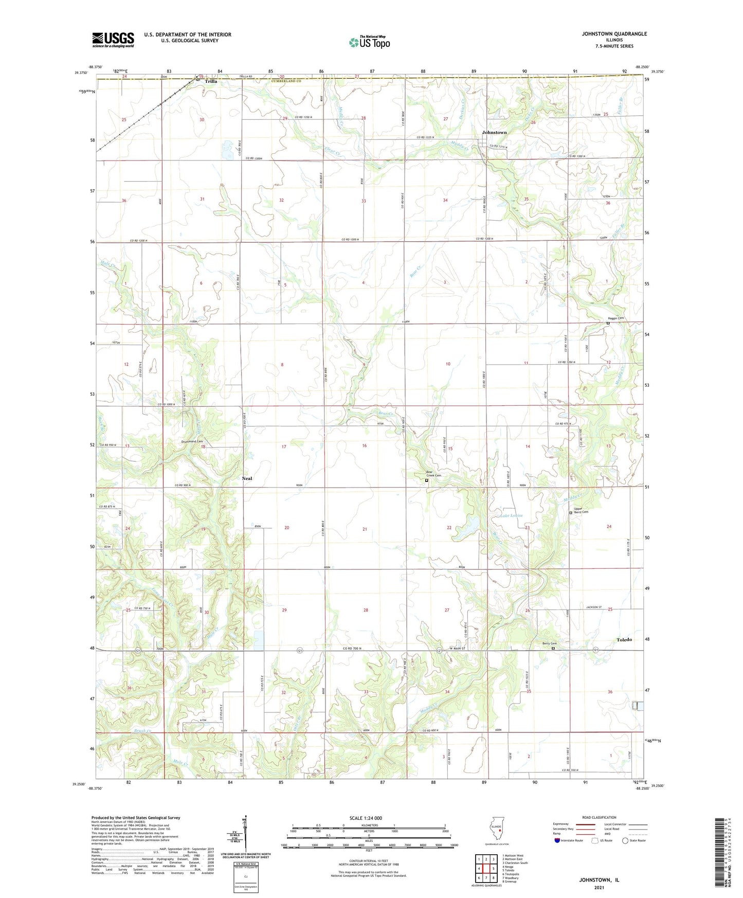 Johnstown Illinois US Topo Map Image