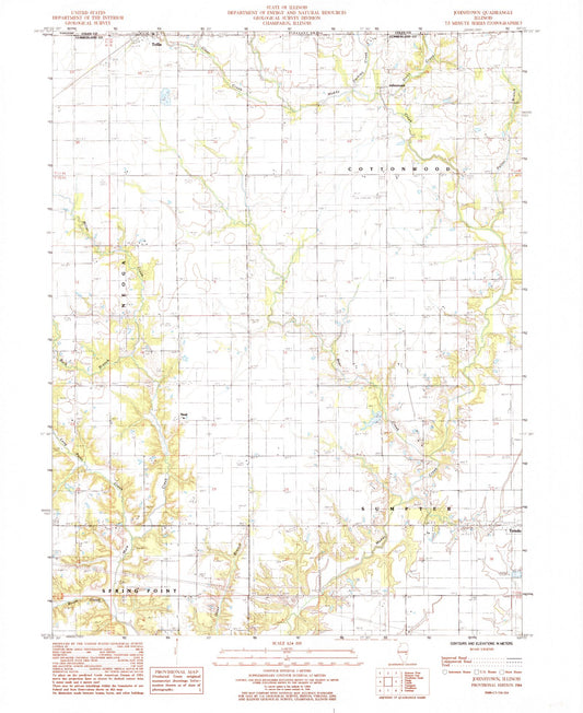 Classic USGS Johnstown Illinois 7.5'x7.5' Topo Map Image