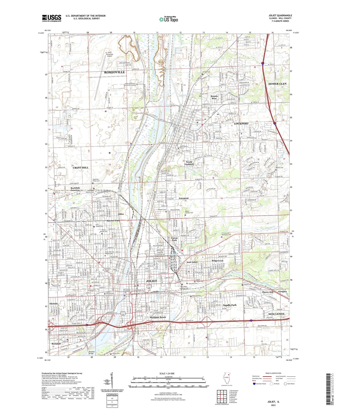 Joliet Illinois US Topo Map Image