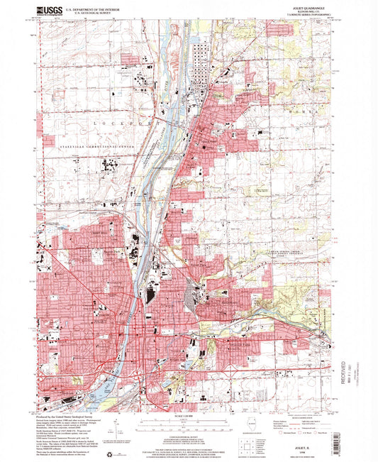Classic USGS Joliet Illinois 7.5'x7.5' Topo Map Image
