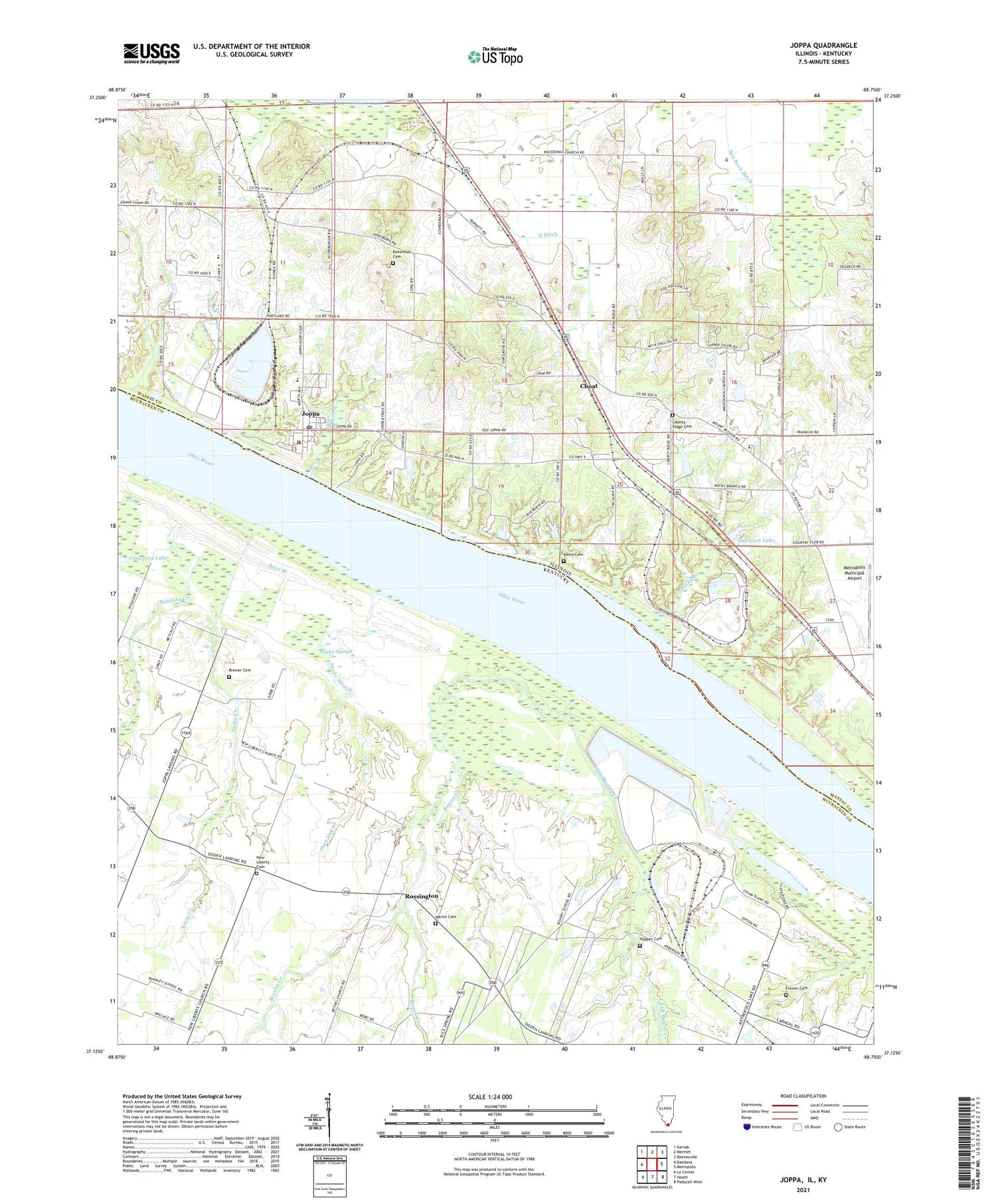 Joppa Illinois US Topo Map Image