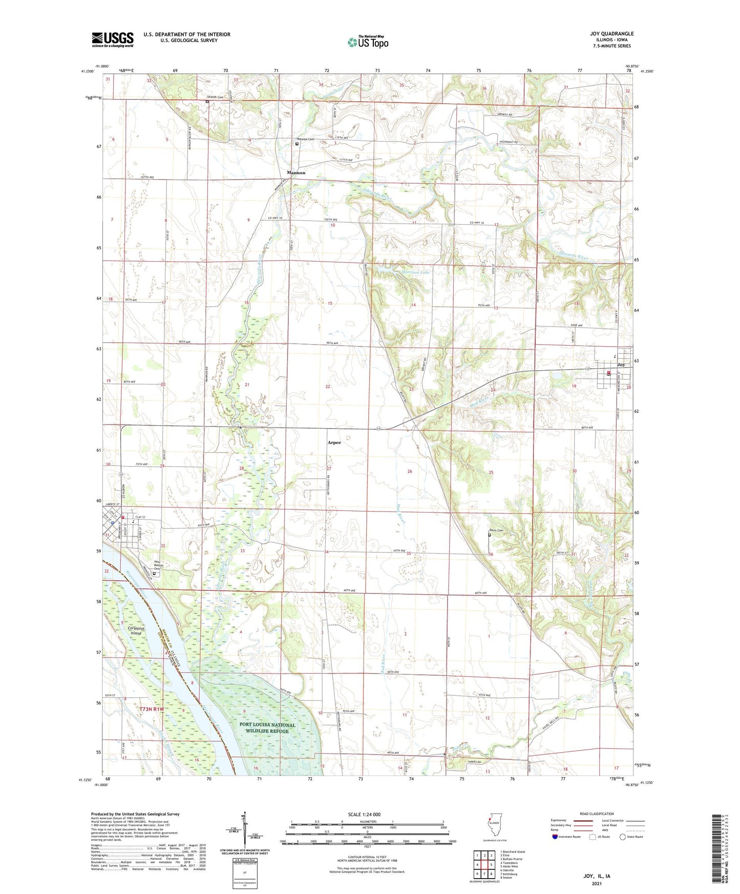 Joy Illinois US Topo Map Image