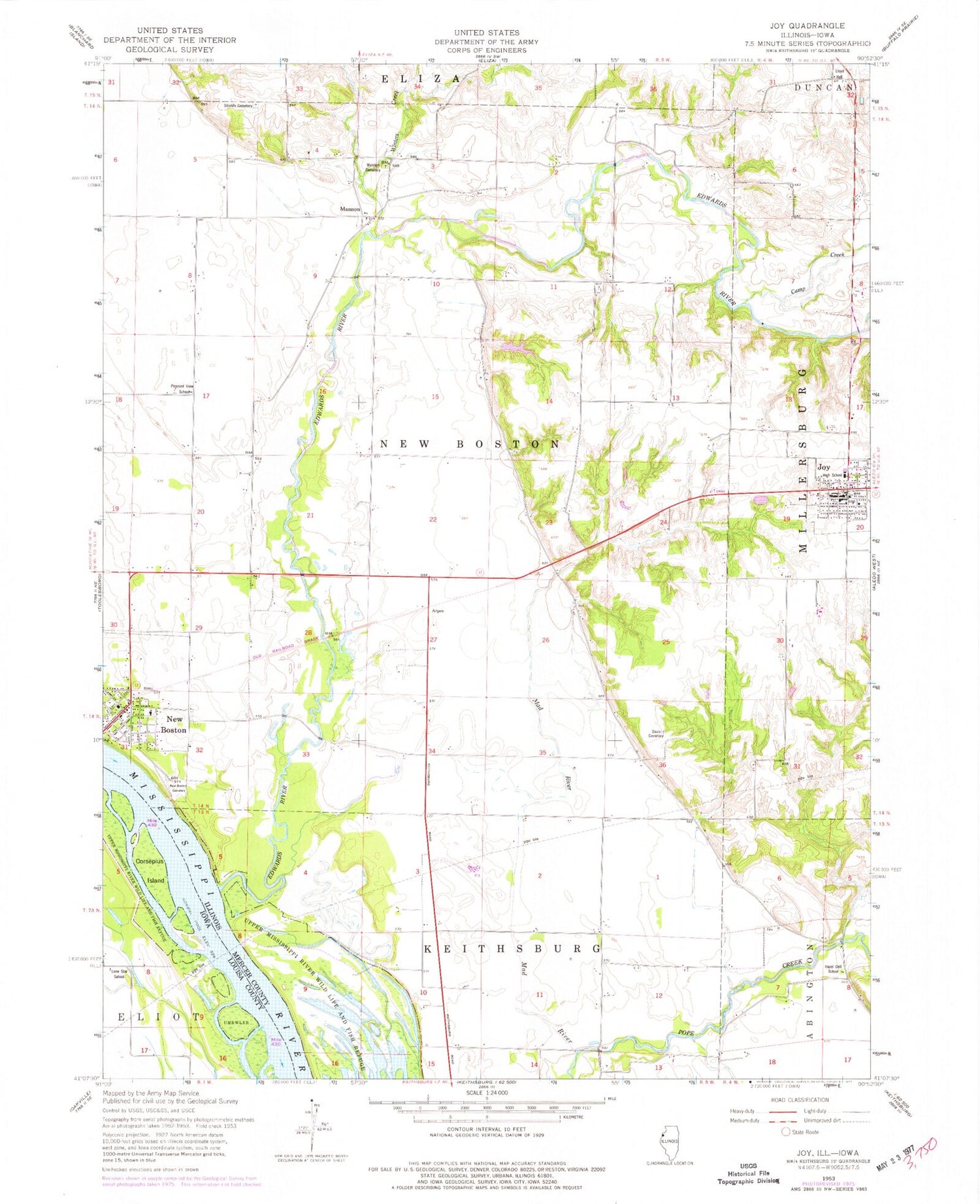 Classic USGS Joy Illinois 7.5'x7.5' Topo Map Image