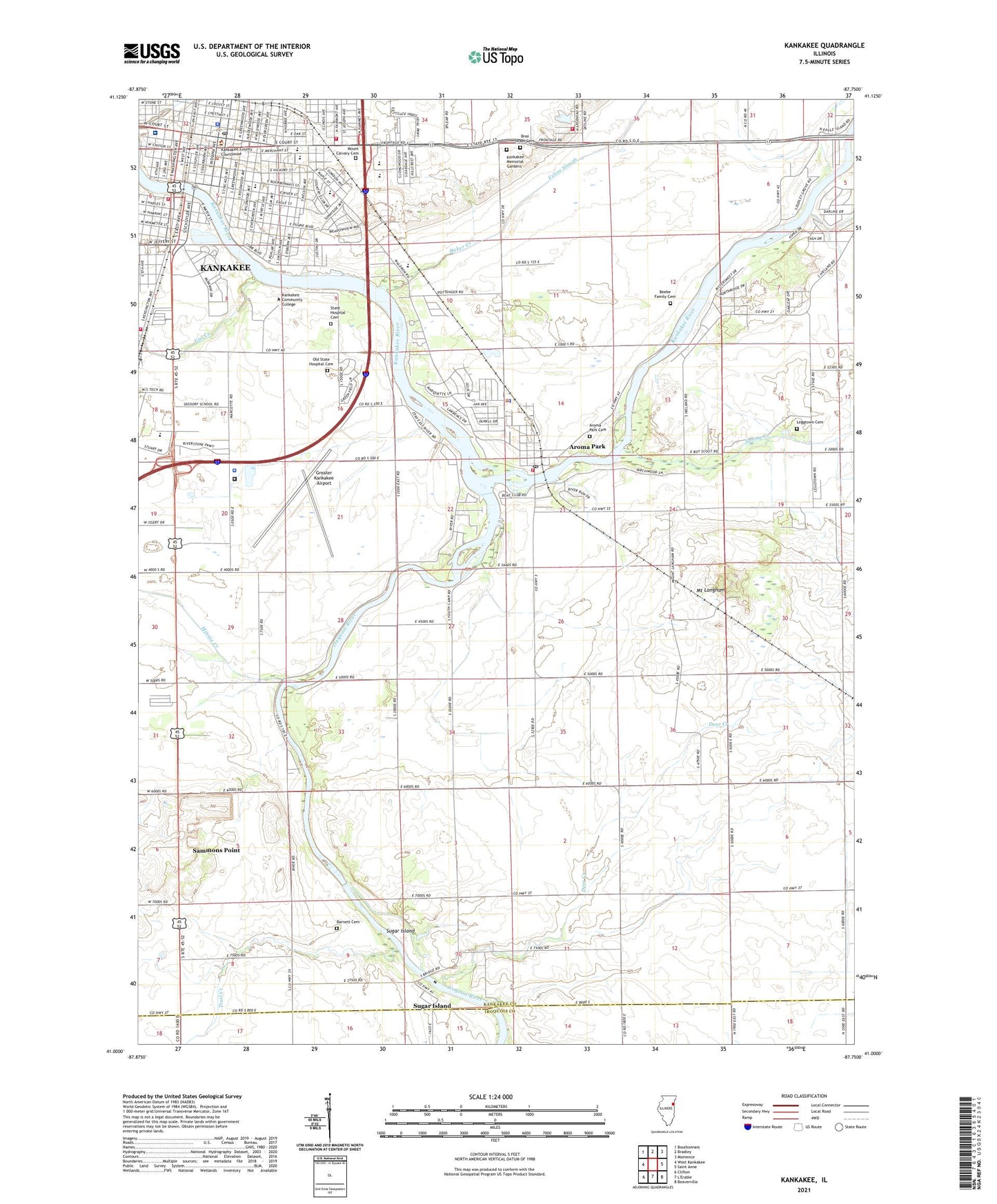 Kankakee Illinois US Topo Map Image
