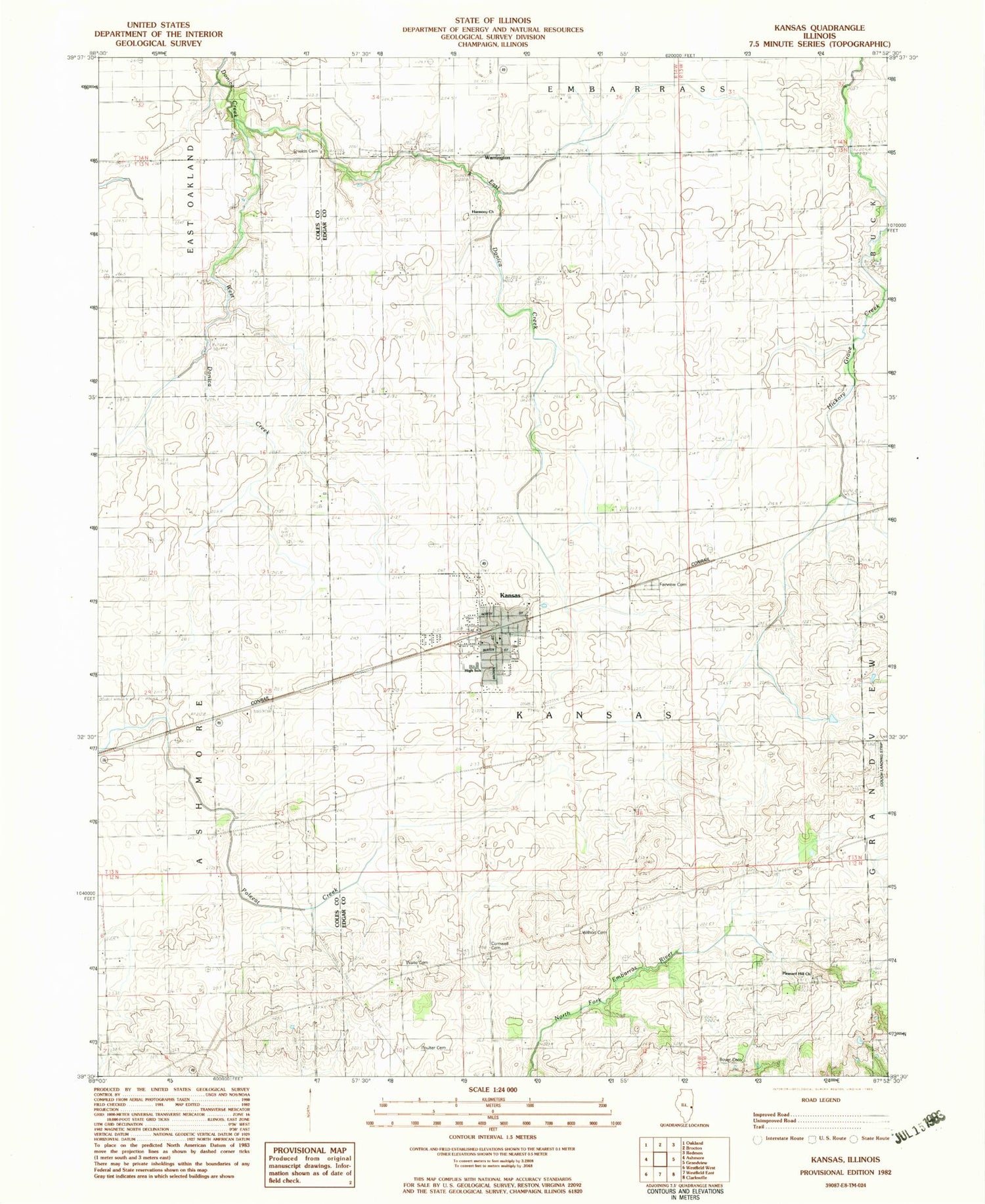 Classic USGS Kansas Illinois 7.5'x7.5' Topo Map Image