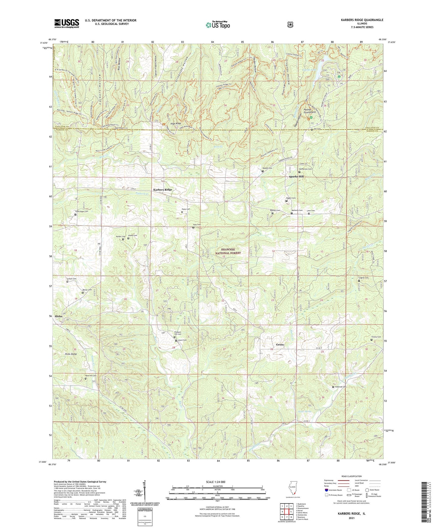 Karbers Ridge Illinois US Topo Map Image