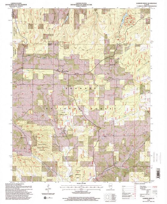 Classic USGS Karbers Ridge Illinois 7.5'x7.5' Topo Map Image