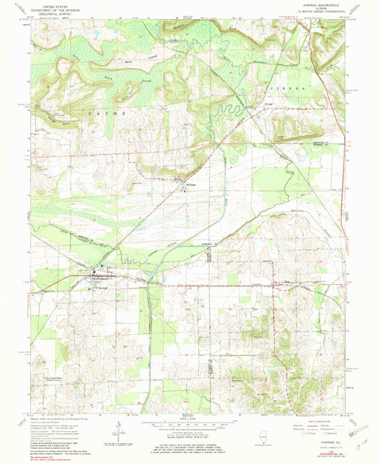 Classic USGS Karnak Illinois 7.5'x7.5' Topo Map Image