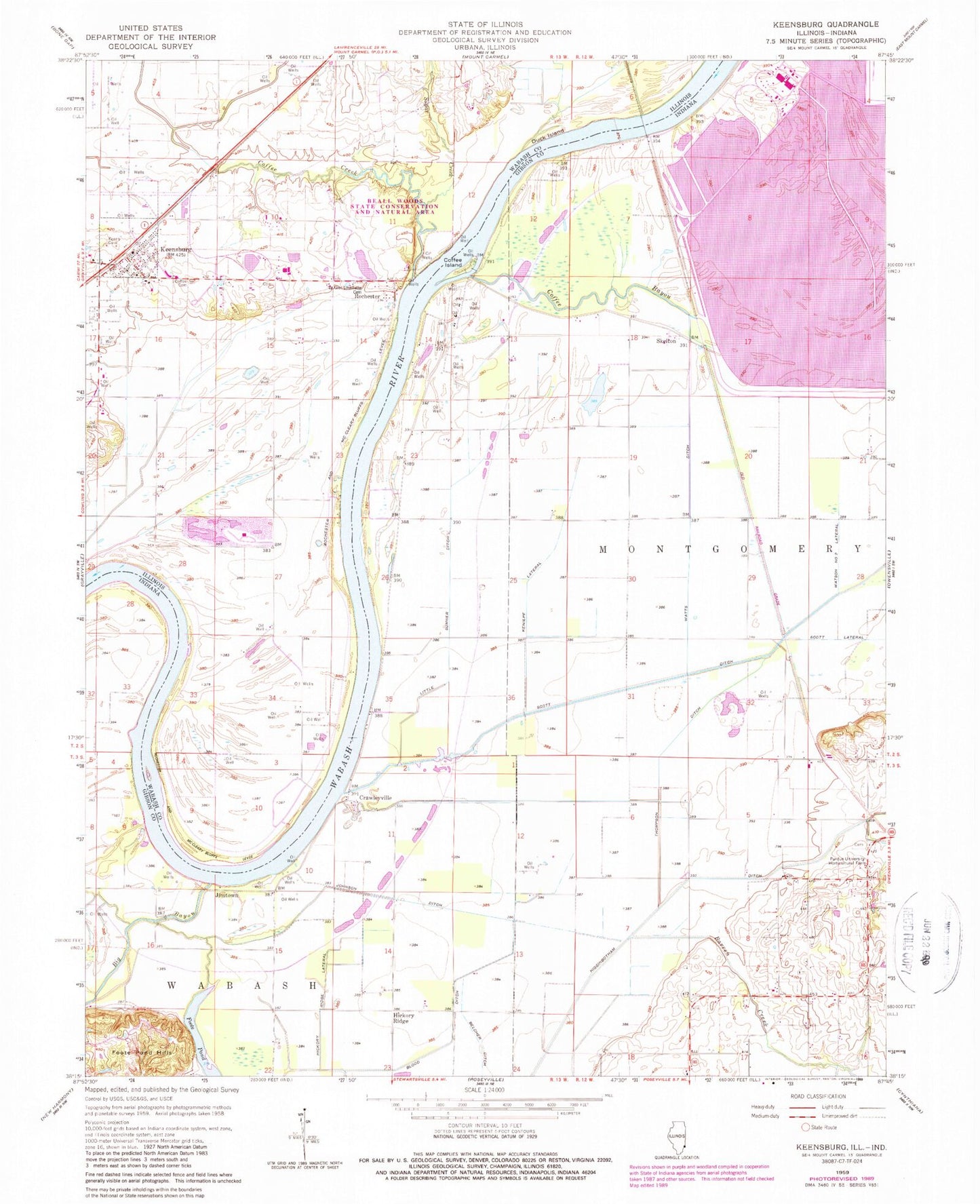 Classic USGS Keensburg Illinois 7.5'x7.5' Topo Map Image