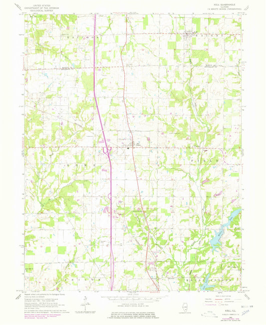 Classic USGS Kell Illinois 7.5'x7.5' Topo Map Image