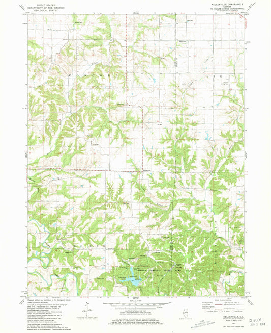 Classic USGS Kellerville Illinois 7.5'x7.5' Topo Map Image