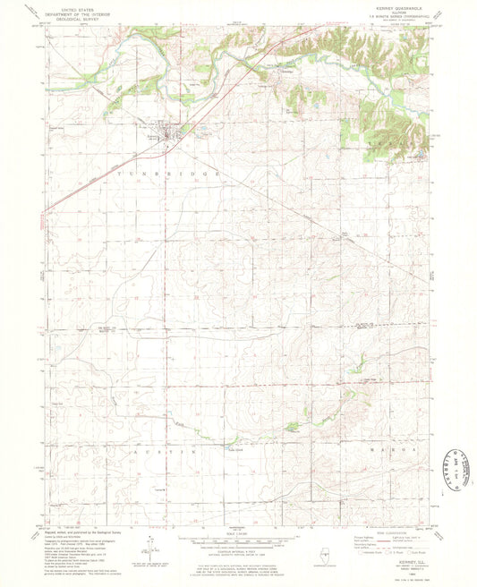 Classic USGS Kenney Illinois 7.5'x7.5' Topo Map Image