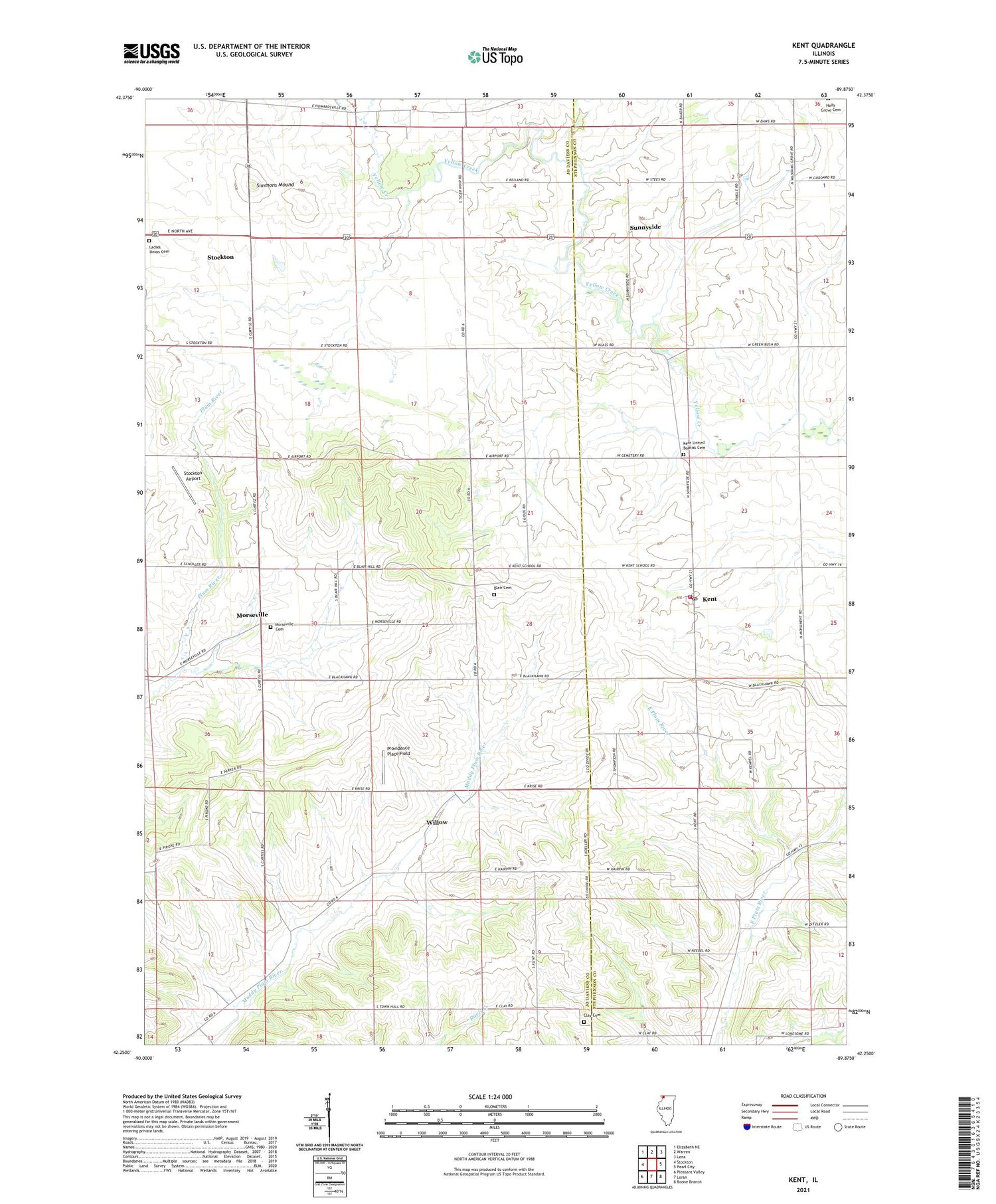 Kent Illinois US Topo Map Image