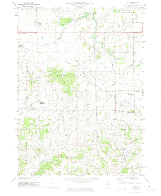 Classic USGS Kent Illinois 7.5'x7.5' Topo Map Image