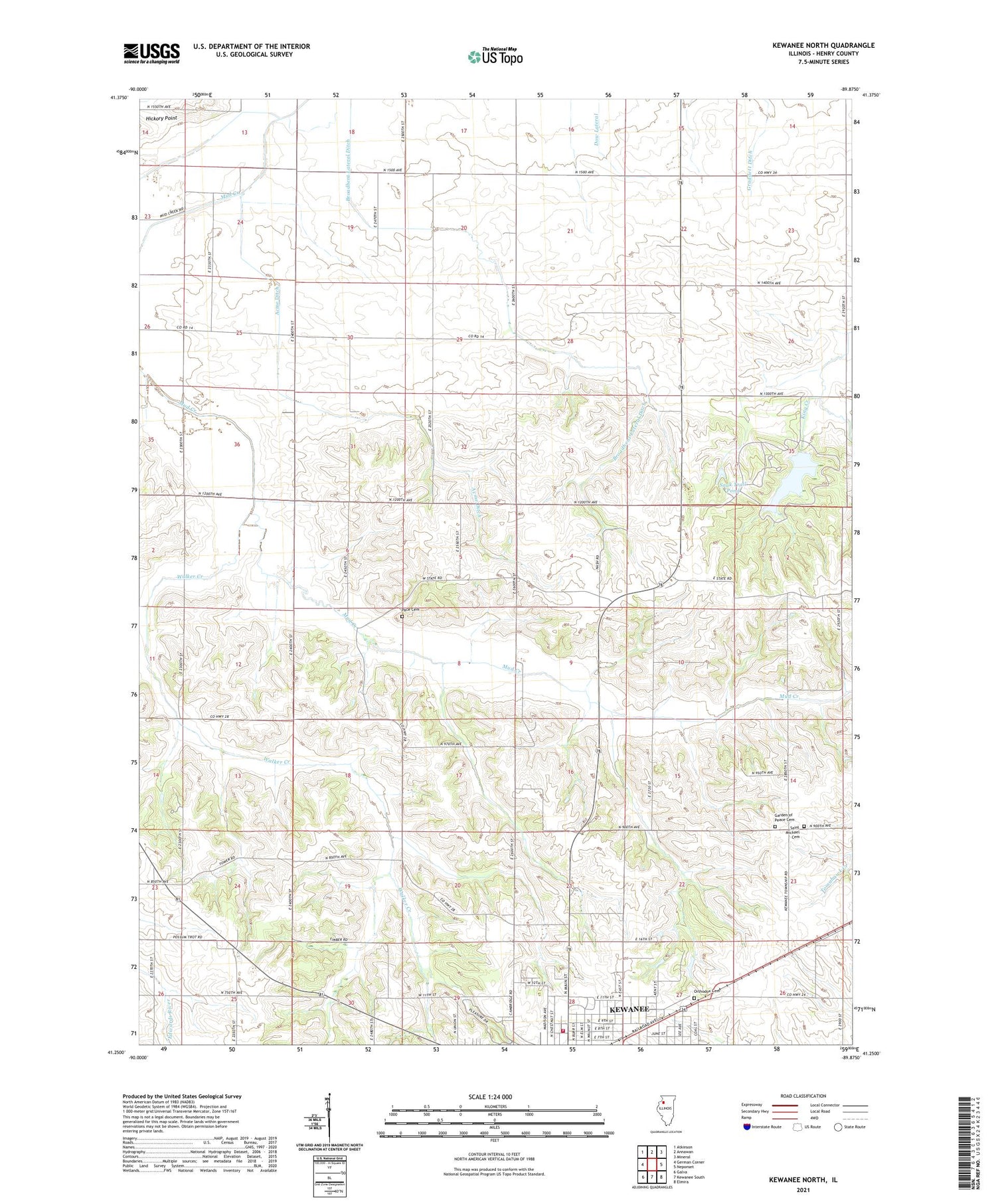 Kewanee North Illinois US Topo Map Image